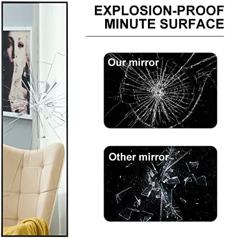 CNANXU Full Length Mirror 48x14 Black Aluminum Frame
