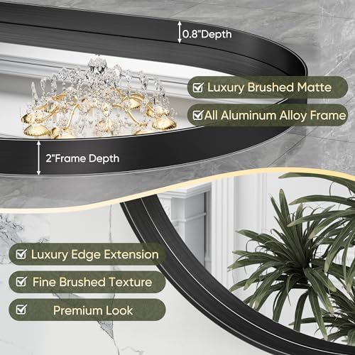 Suidia 22 x 30 Oval Black Bathroom Mirror