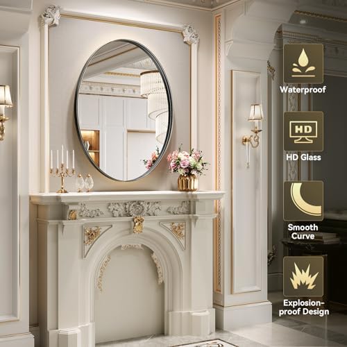 Brightify Black Oval 26x38 Inch Wall Mirror