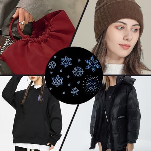 FINGERINSPIRE Snowflake Rhinestone Hotfix Transfers 16pcs