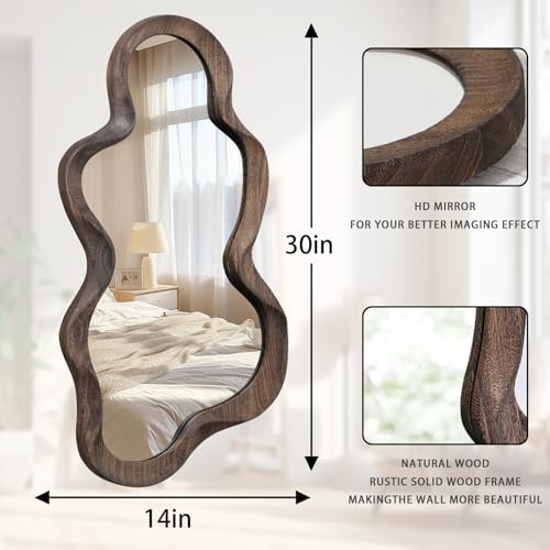 Lzuso Cloud Wavy Mirror with Wood Frame