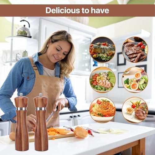 Powstro Wooden Salt and Pepper Grinder Set