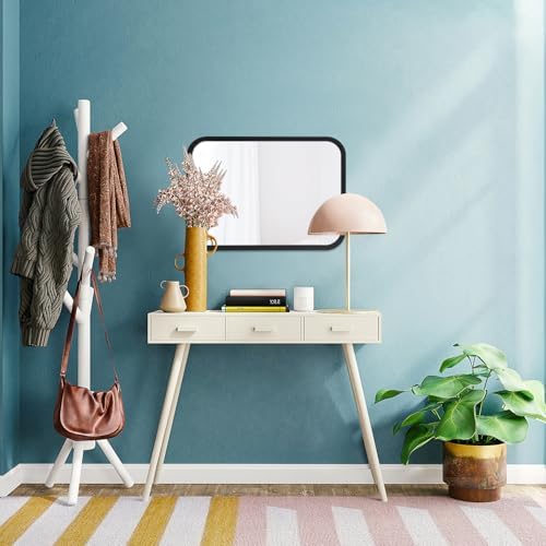Black Bathroom Mirror 16x20 Inch Frameless Rectangle Wall Mount