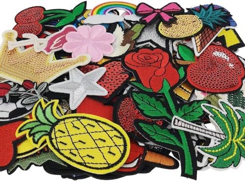 Libiline Embroidered Applique Patch DIY Set 50pcs Mixed Styles