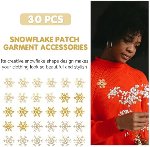 EXCEART 30Pcs Embroidered Snowflake Patches Christmas DIY Appliques