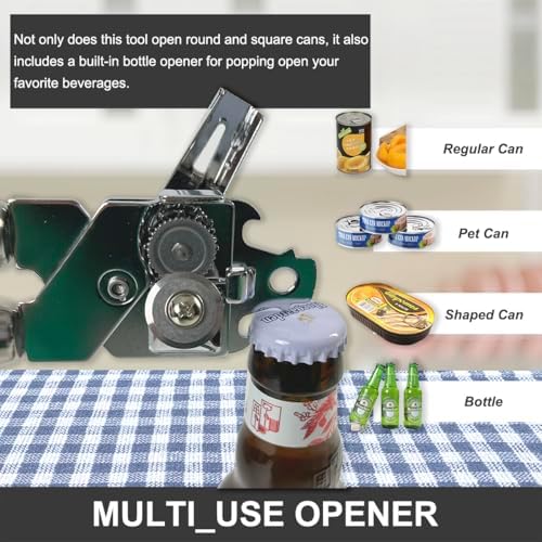 LunaCozy Heavy Duty Manual Can Opener with Bottle Opener