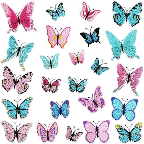 24 Pcs Embroidered Butterfly Patches for DIY Crafts and Clothes