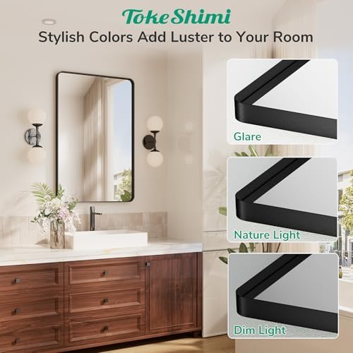 TokeShimi 24x32 Black Bathroom Mirror with Tempered Glass 1