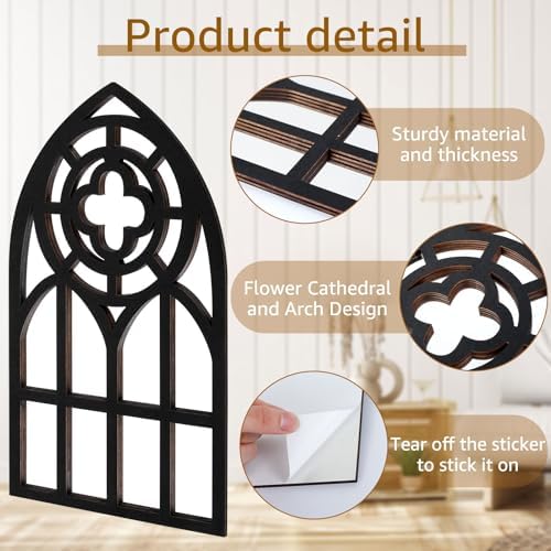 Gothic Wall Mirror Set with 1 Big Flower C-Shape Design
