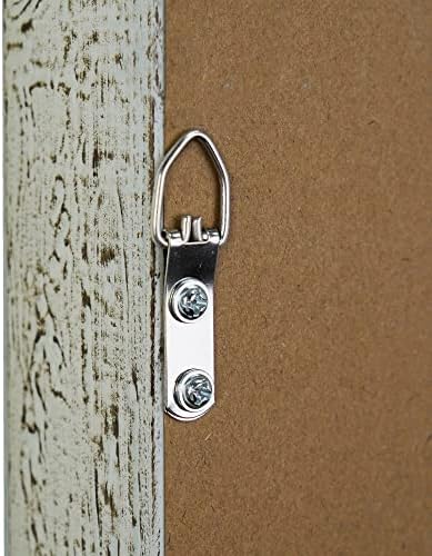 Head West Blue Linear Print Distressed White Raised Lip Double Framed Mirror 1