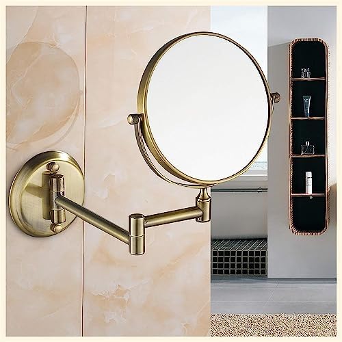 Bleslin Wall-Mounted Brass Makeup Mirror 8 Inch 360 Swivel Double Sided