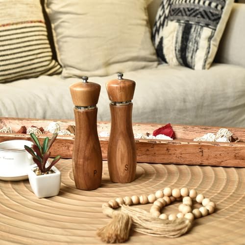 SwallowLiving Acacia Wood Salt Pepper Mill Set