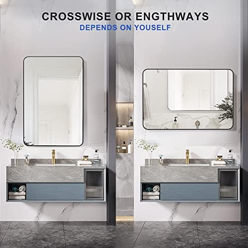 DENRICK 30x40 Black Square Mirror for Bathroom