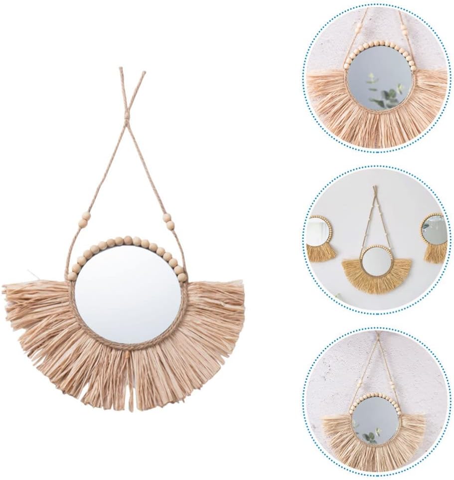 Beavorty Vintage Rattan Round Wall Mirror 1