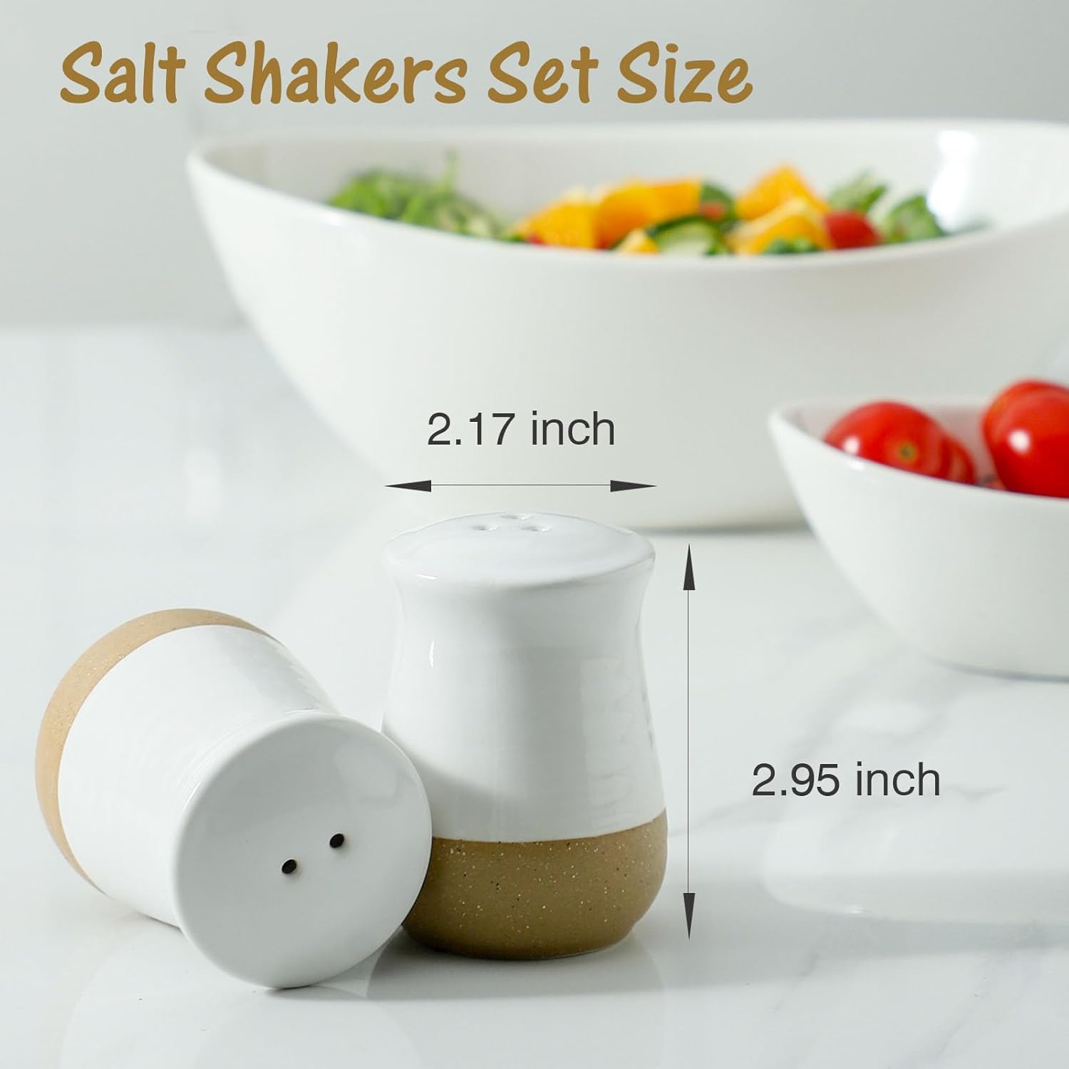Hasense Salt Pepper Shaker Set Ceramic White Cute Design Refillable Farmhouse Kitchen Decor
