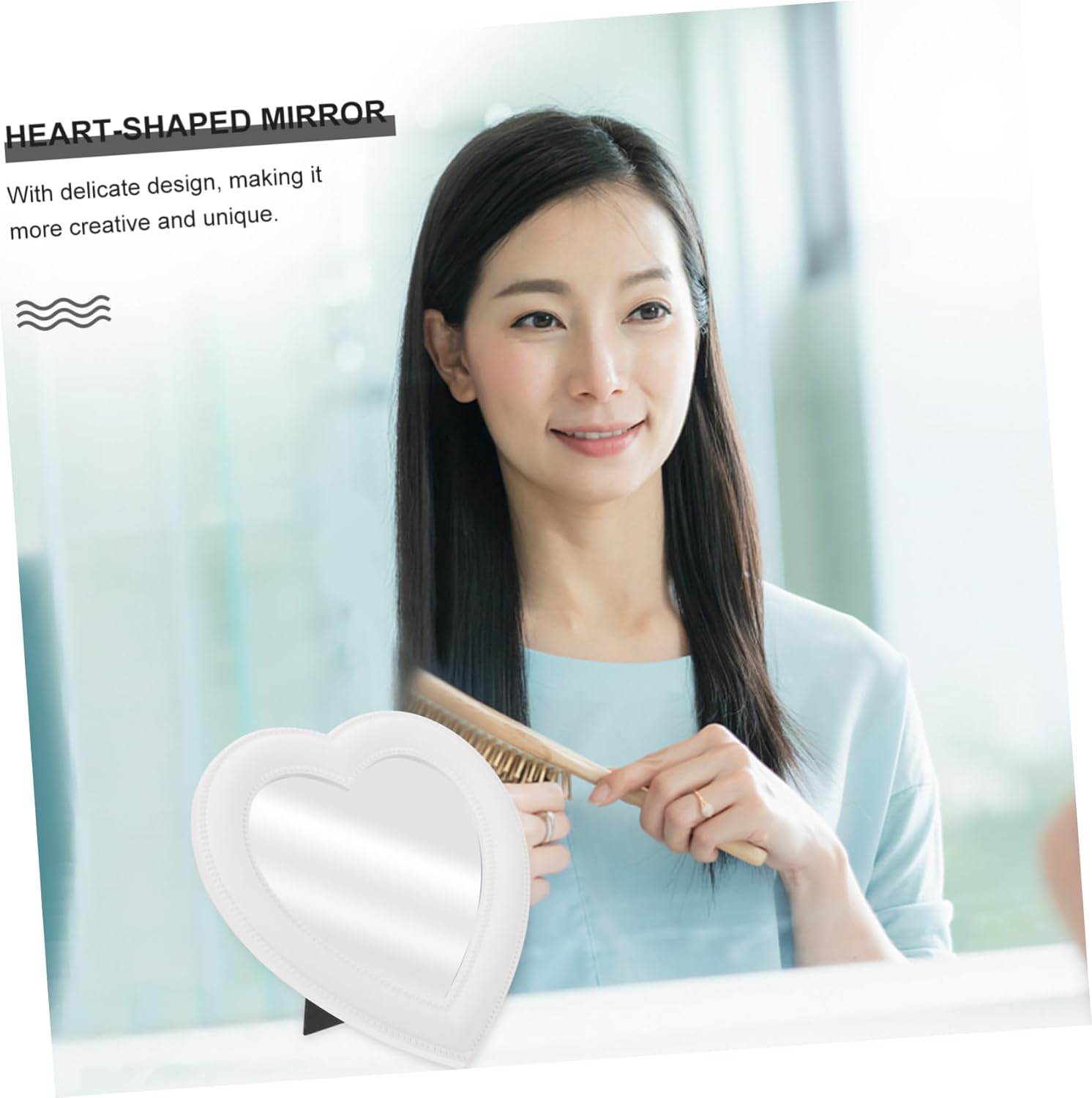 Heart-Shaped Makeup Mirror Wall or Table Mount Decor