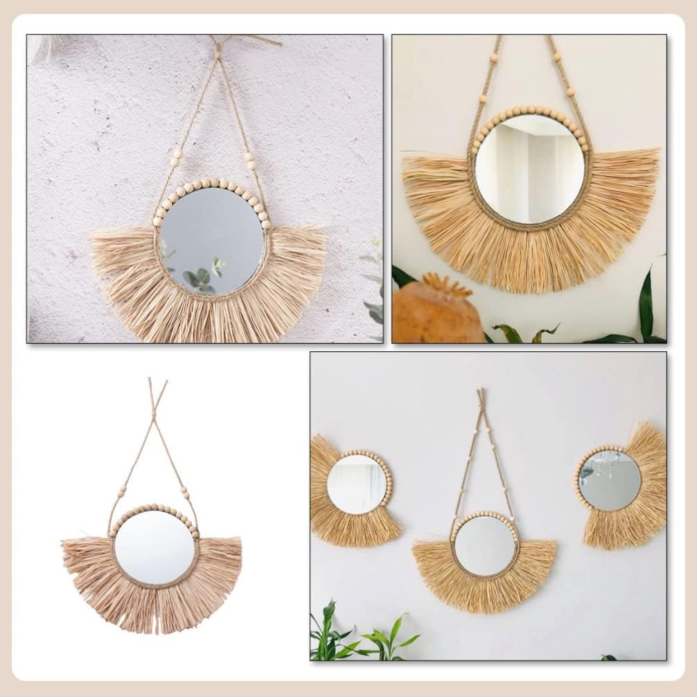Beavorty Vintage Rattan Round Wall Mirror 1