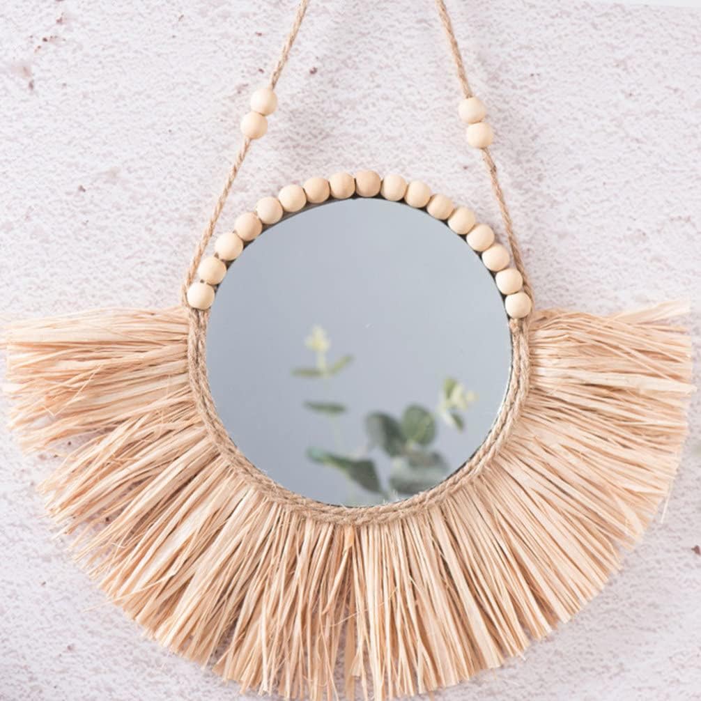 Beavorty Vintage Rattan Round Wall Mirror 1