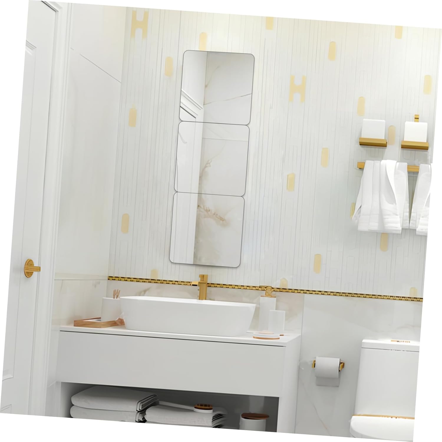 4 Self-Adhesive Square Mirrors 20x20cm Black Wall Mirror Tiles No Tools Needed