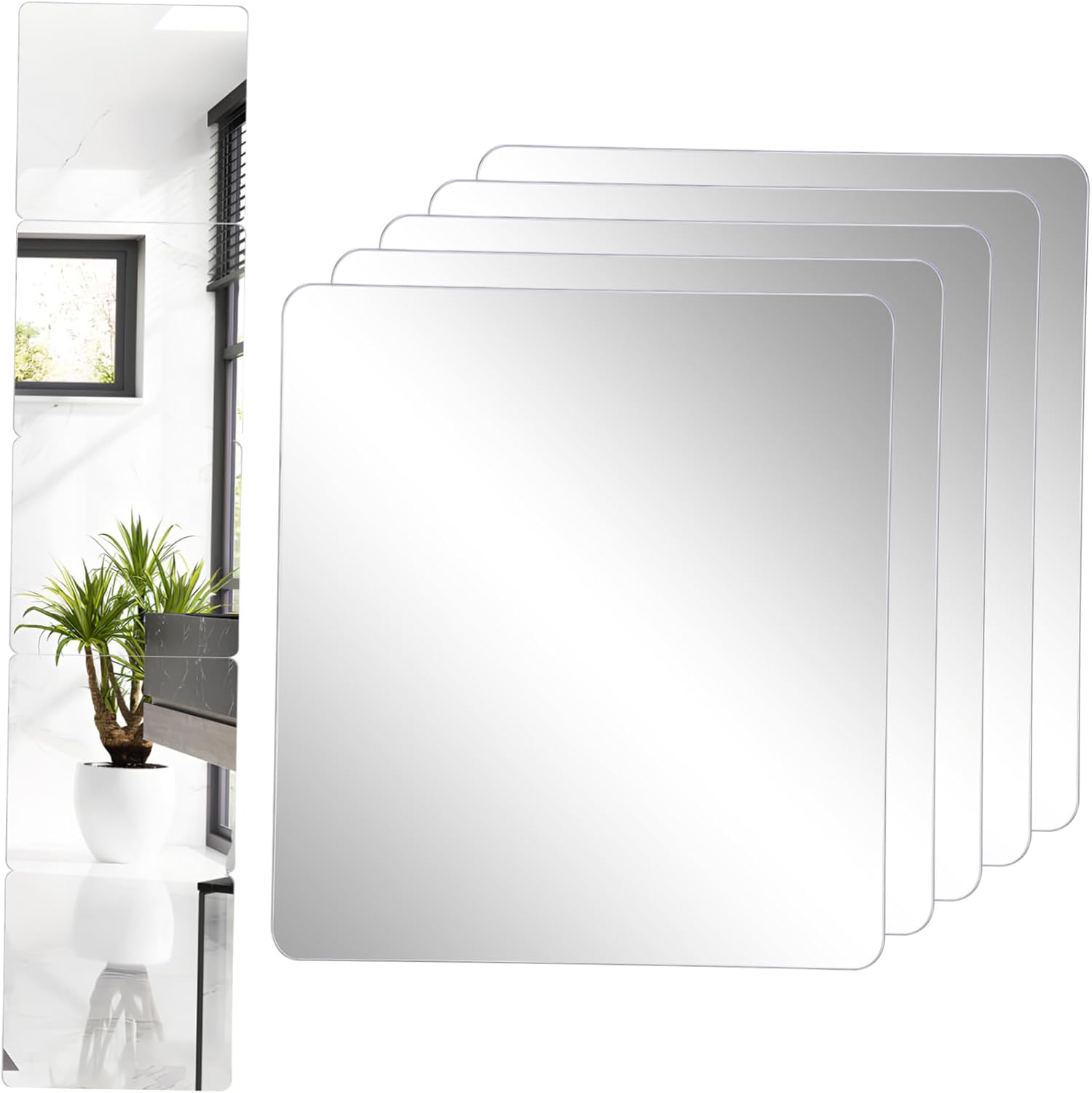 Cabilock Black Mirror Tiles Self Adhesive 4 Piece Wall Decor