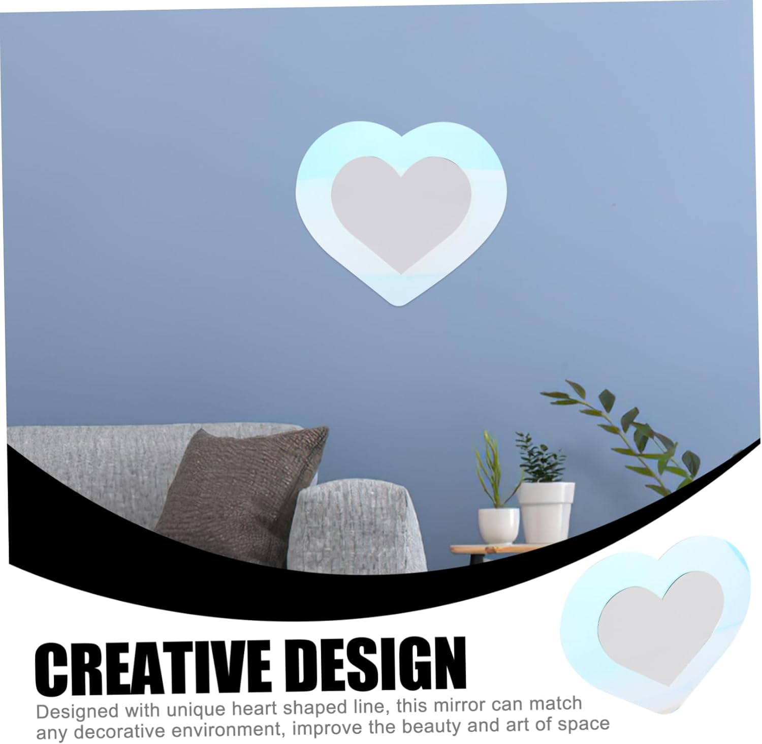 Zerodeko Heart-Shaped Wall Mirror for Decor and Vanity