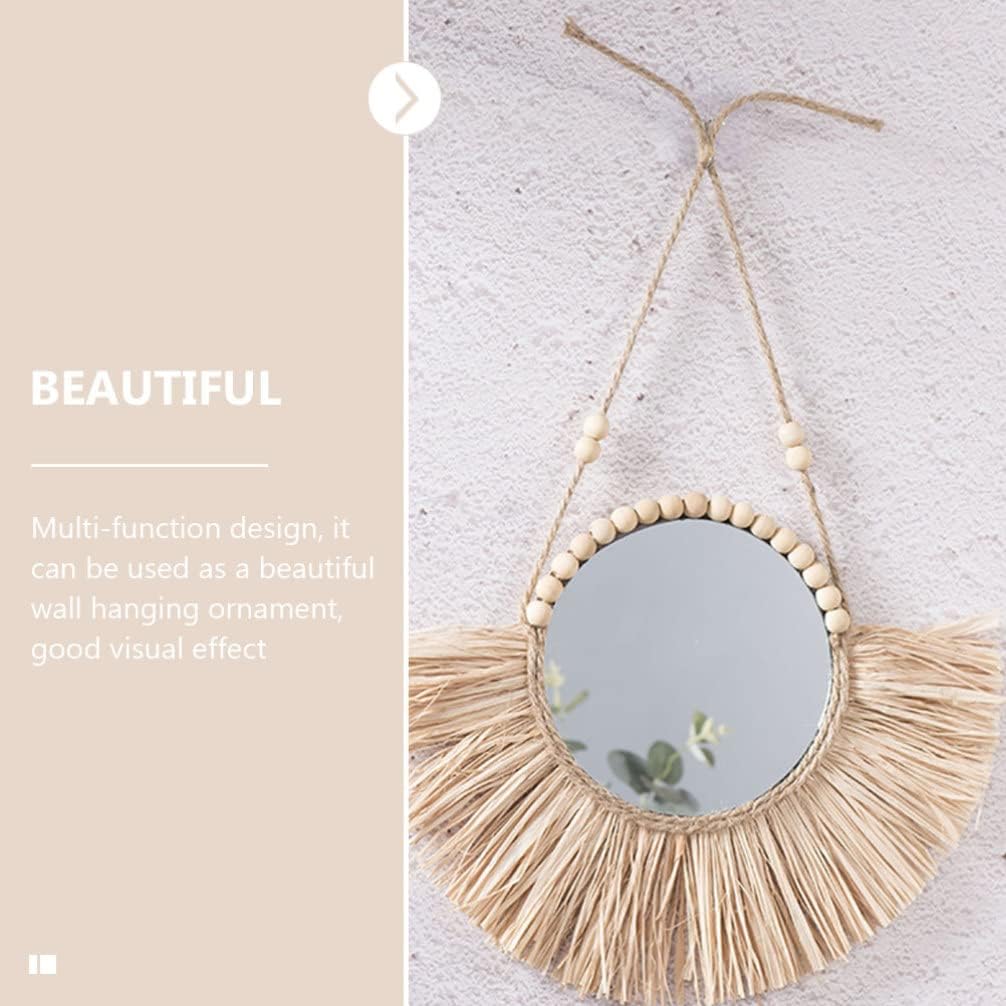 Beavorty Vintage Rattan Round Wall Mirror 1