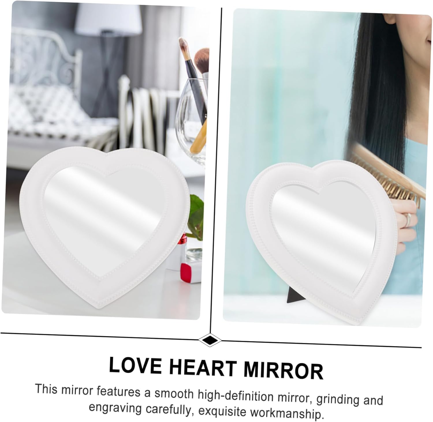Heart-Shaped Makeup Mirror Wall or Table Mount Decor