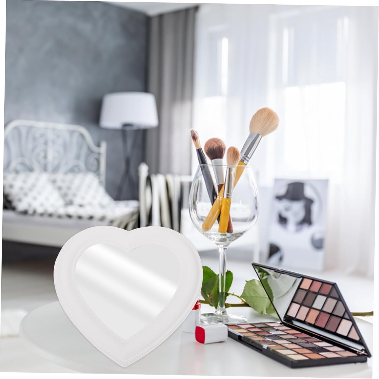 Heart-Shaped Makeup Mirror Wall or Table Mount Decor