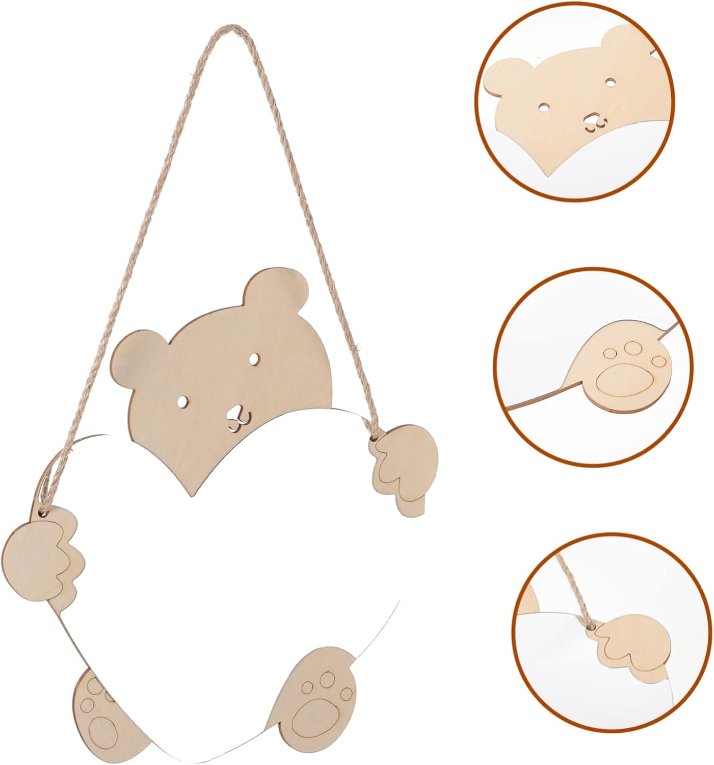 BESPORTBLE Wall Mirror with Bear Decor for Bathroom and Nursery