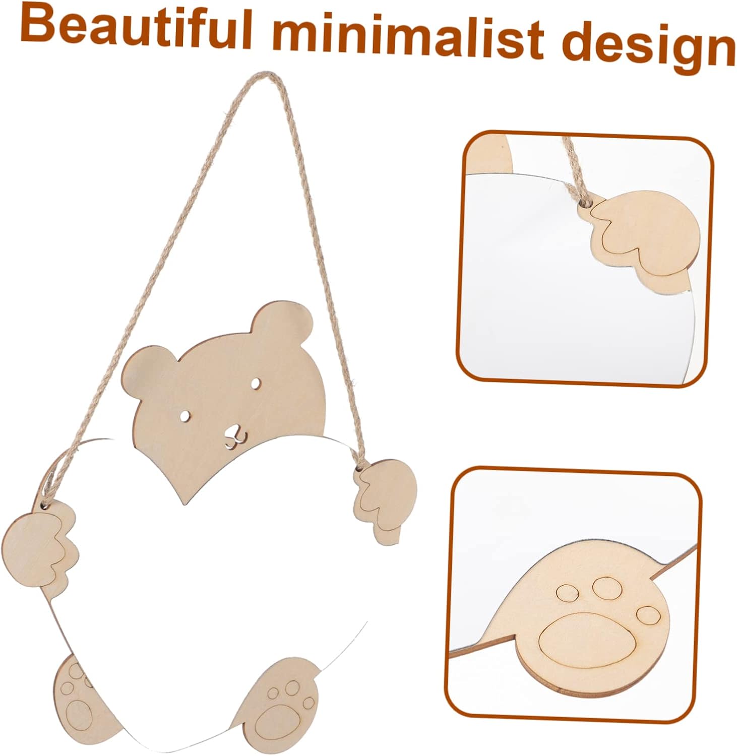 BESPORTBLE Wall Mirror with Bear Decor for Bathroom and Nursery