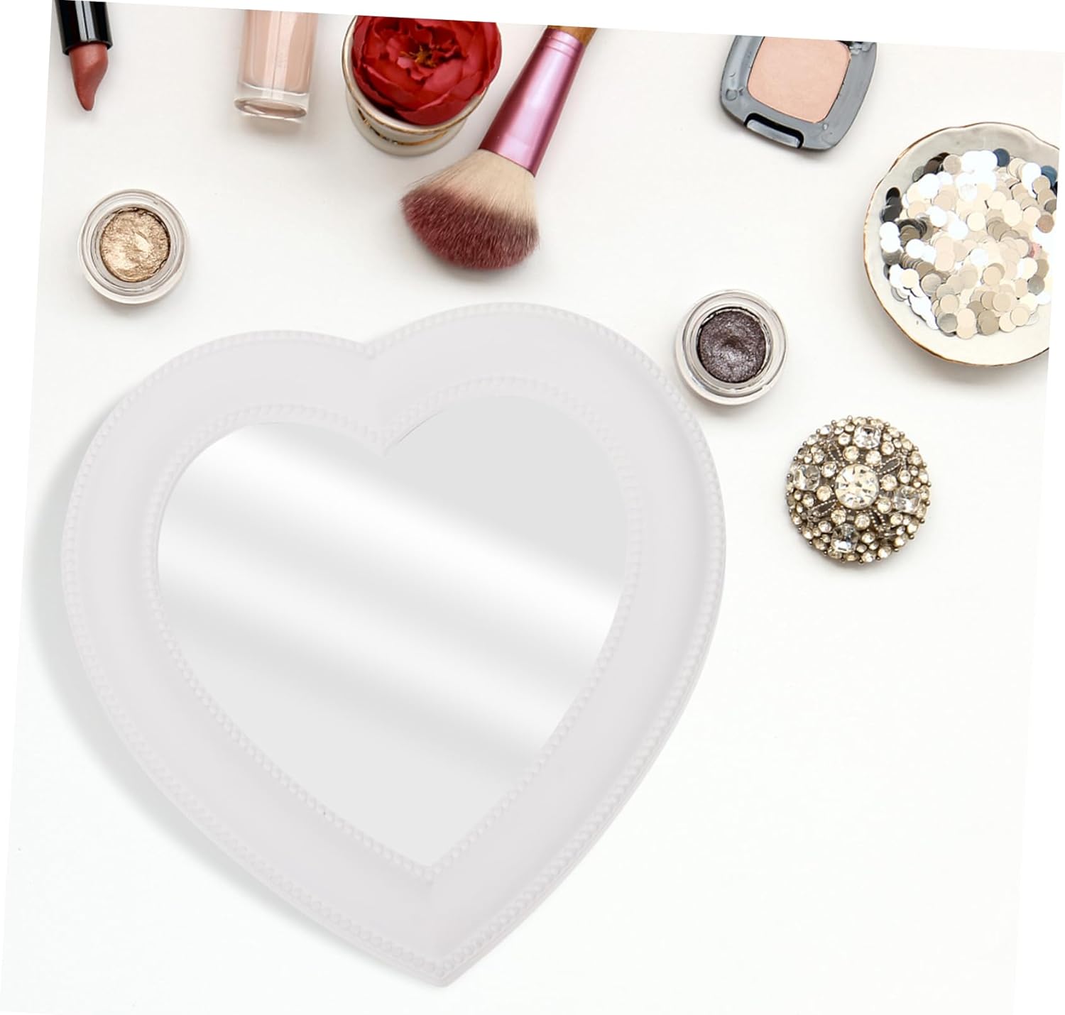 Heart-Shaped Makeup Mirror Wall or Table Mount Decor
