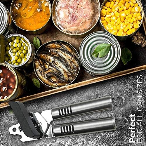 Rebesco Manual Can Opener with Bottle Opener and Non-Slip Handles