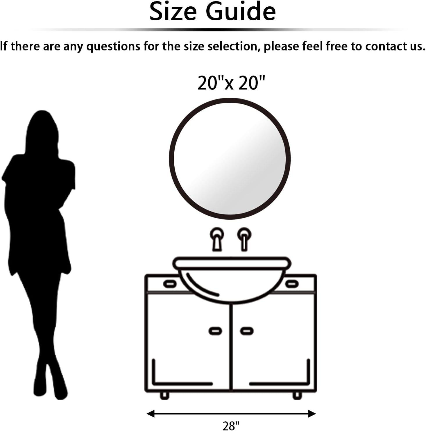 EMAISON 20 Inch Round Black Metal Frame Mirror for Bathroom and Home Dcor