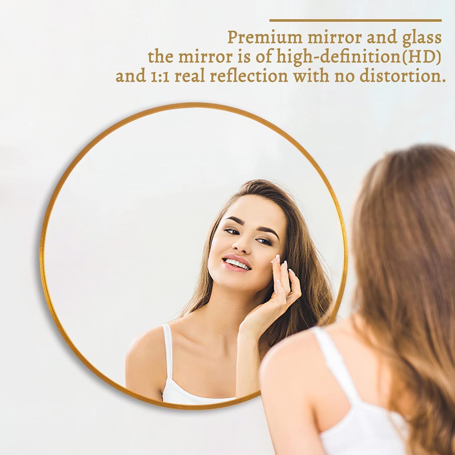 NeuType 24 Inch Round Wall Mirror with Aluminum Frame