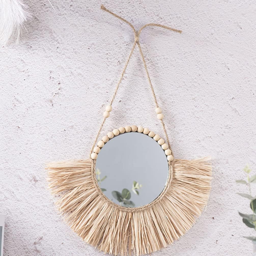 Beavorty Vintage Rattan Round Wall Mirror 1