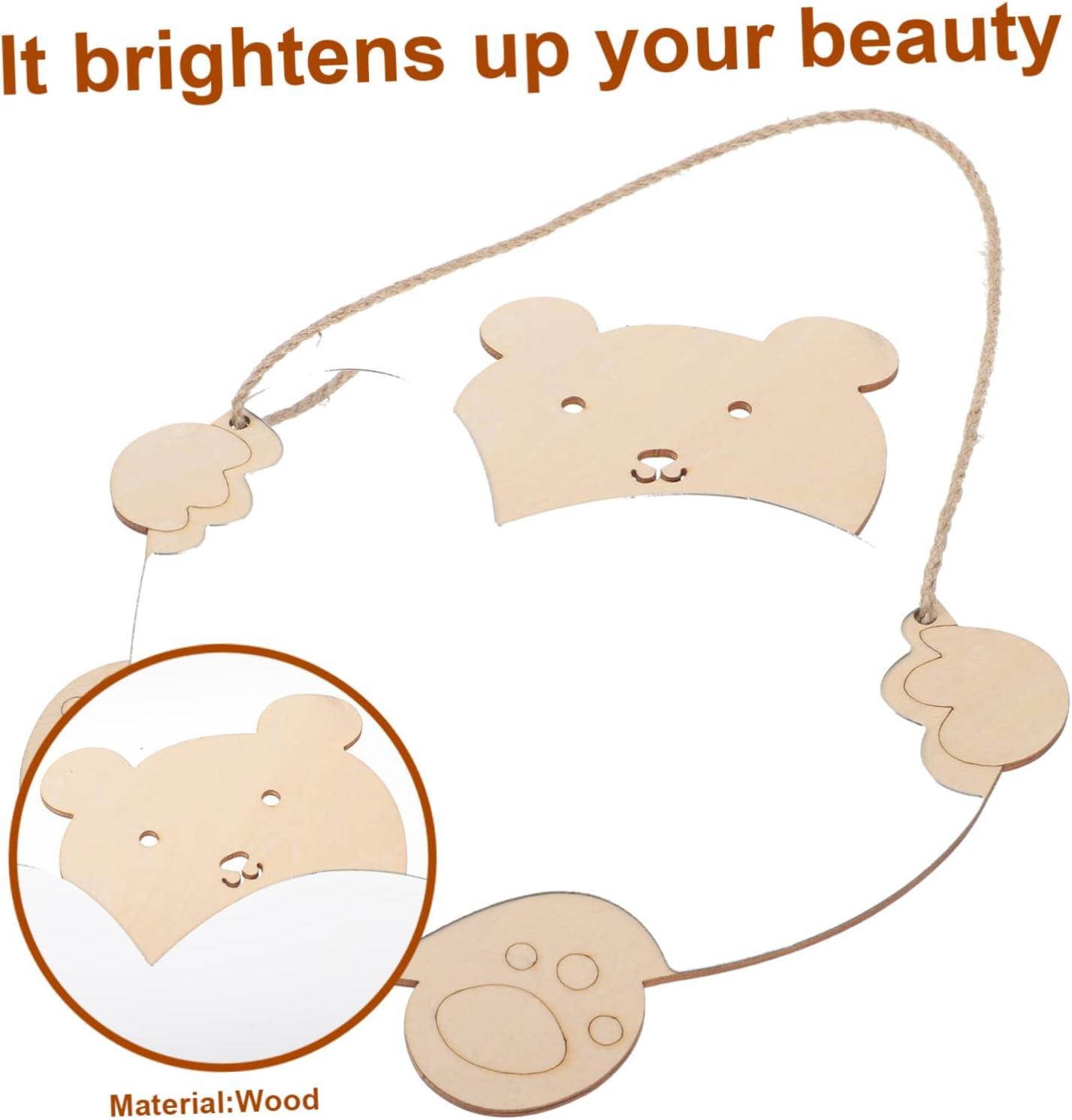 BESPORTBLE Wall Mirror with Bear Decor for Bathroom and Nursery