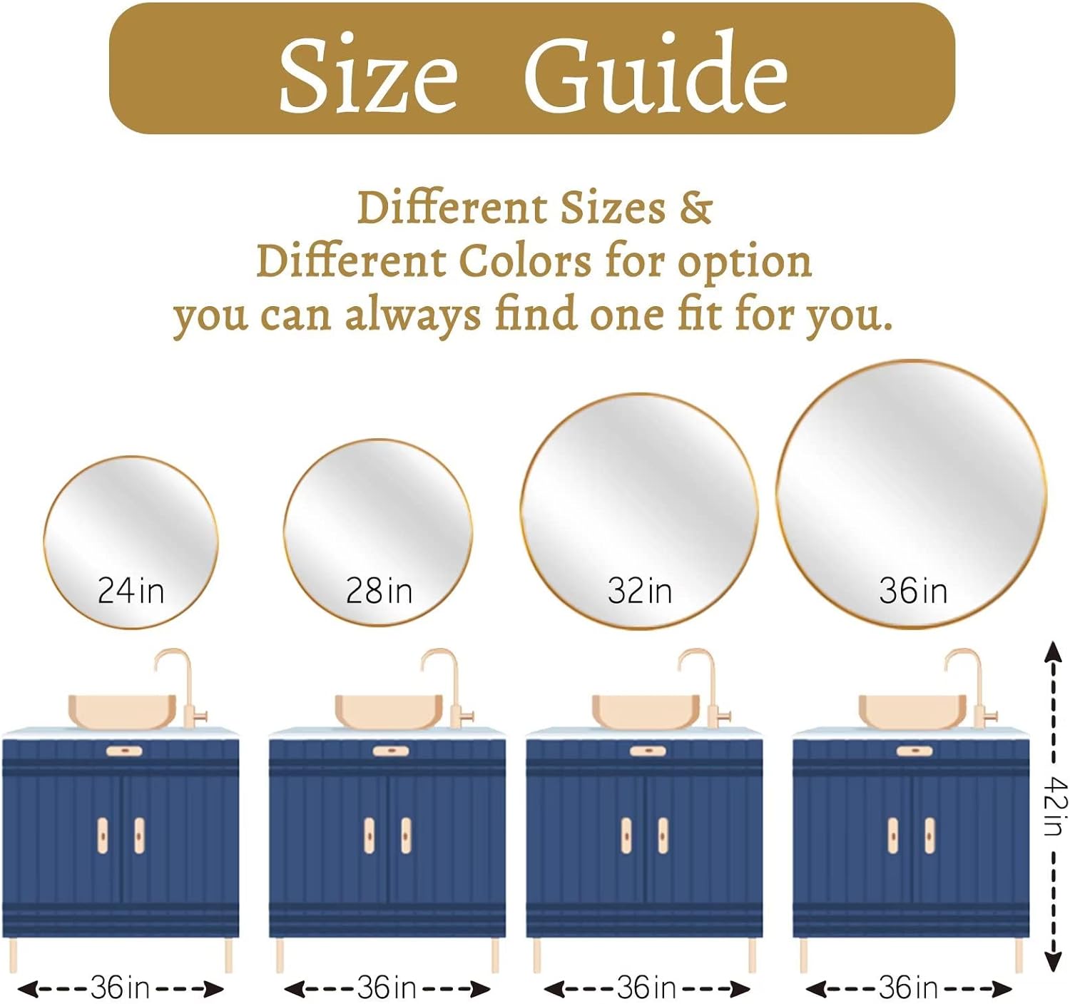 NeuType 24 Inch Round Wall Mirror with Aluminum Frame