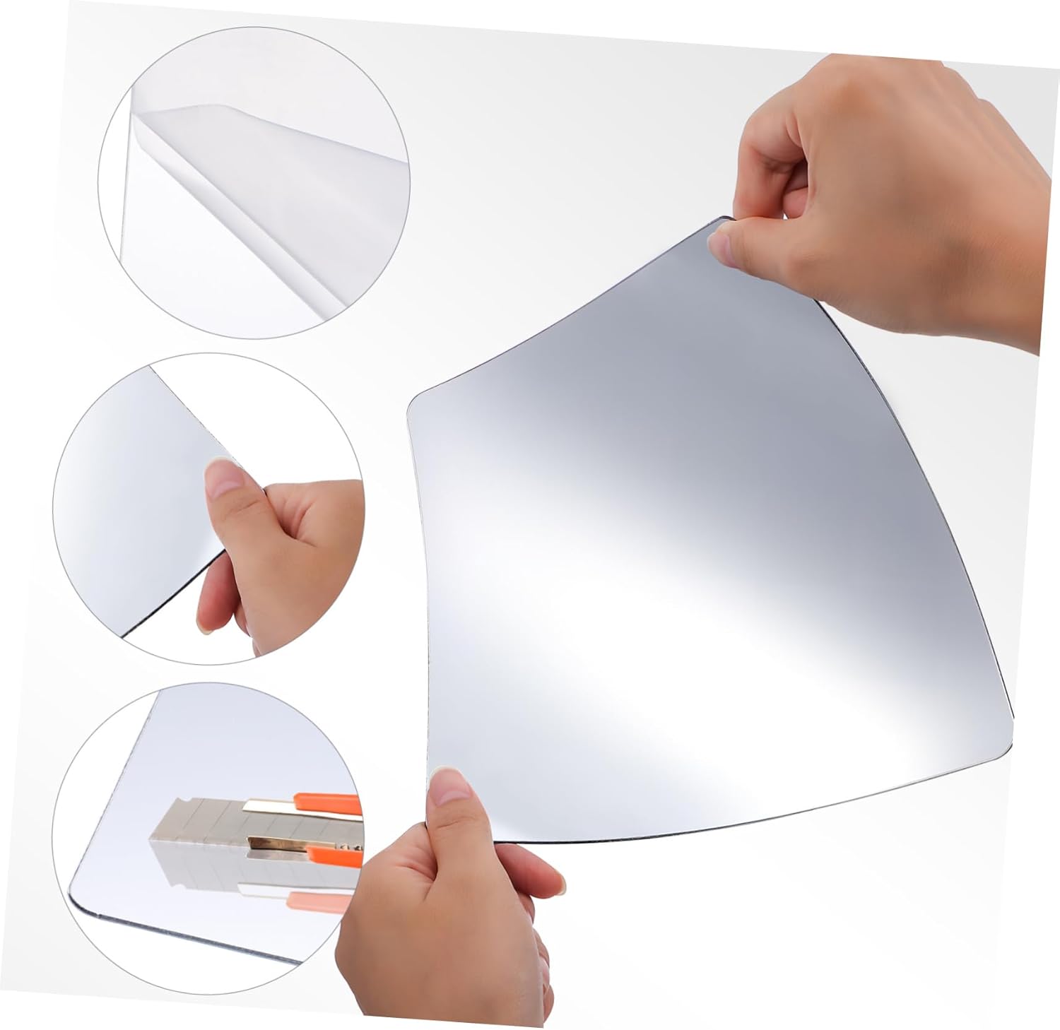 Cabilock Black Mirror Tiles Self Adhesive 4 Piece Wall Decor