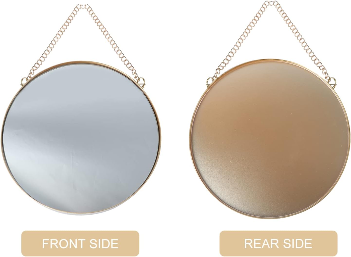 Veemoon Wall Hanging Round Mirror 10x15 Gold Frame with Chain for Home Decor