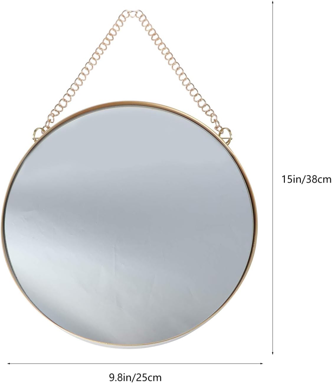 Veemoon Wall Hanging Round Mirror 10x15 Gold Frame with Chain for Home Decor