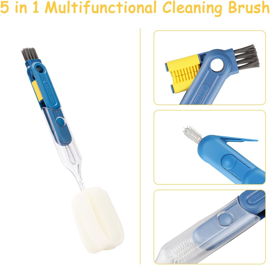 3 PCS 5 in 1 Multifunctional Cleaning Brush Set for Cups and Bottles
