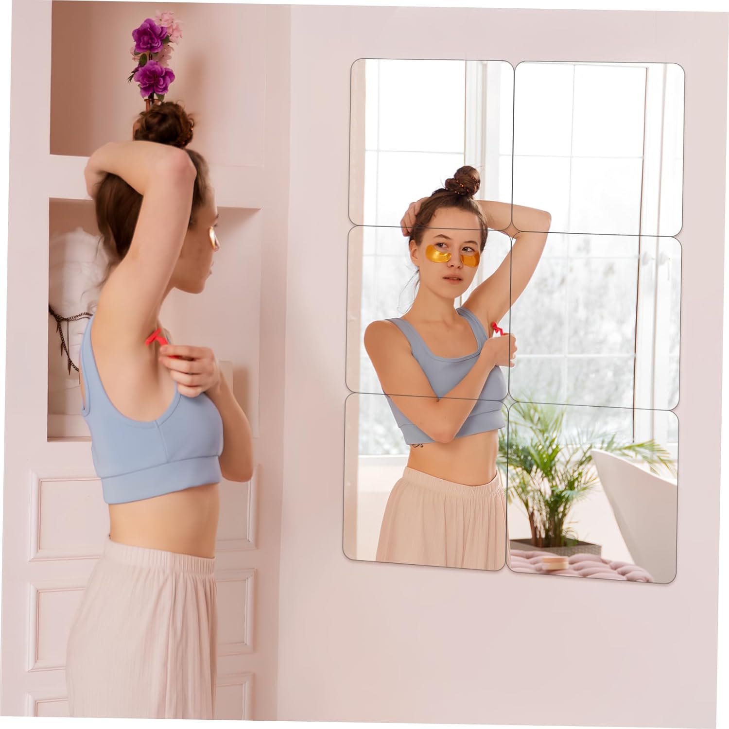 Cabilock Black Mirror Tiles Self Adhesive 4 Piece Wall Decor