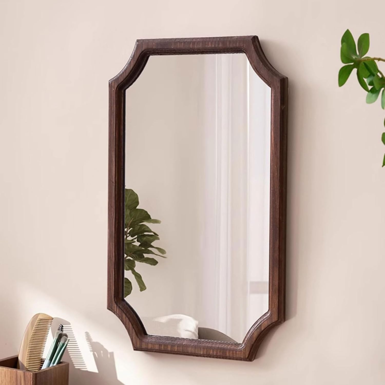 Vintage Solid Wood Bathroom Mirror 345 x 19CM Wall Mounted