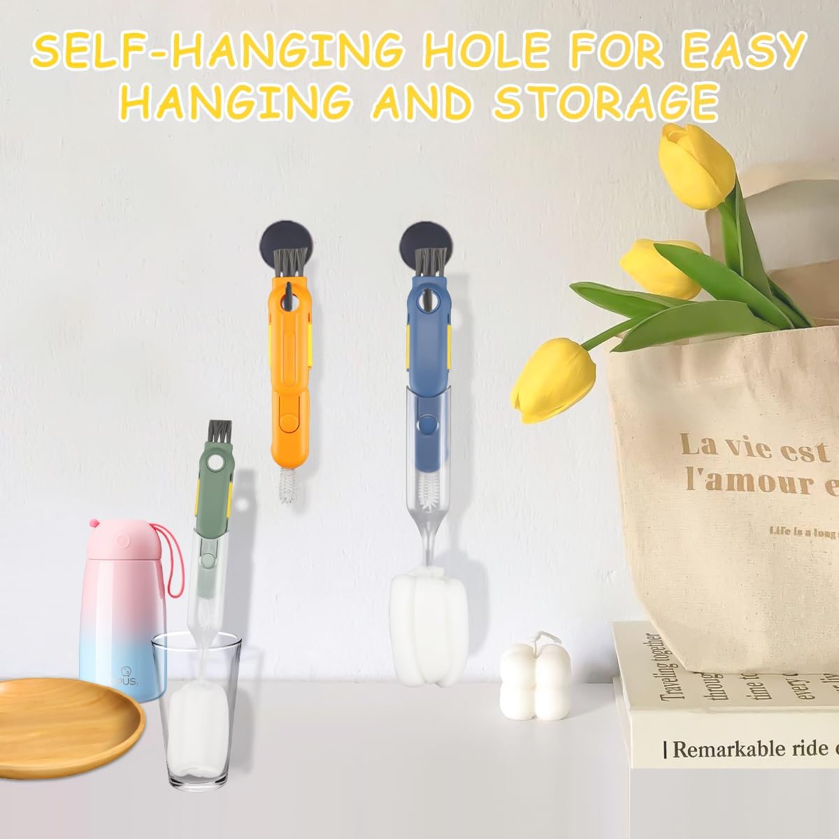 3 PCS 5 in 1 Multifunctional Cleaning Brush Set for Cups and Bottles