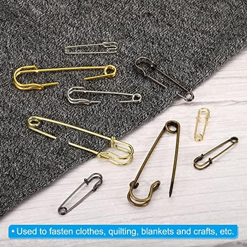 MECCANIXITY Large 106 Inch Safety Pins 50Pcs Metal Bronze Tone