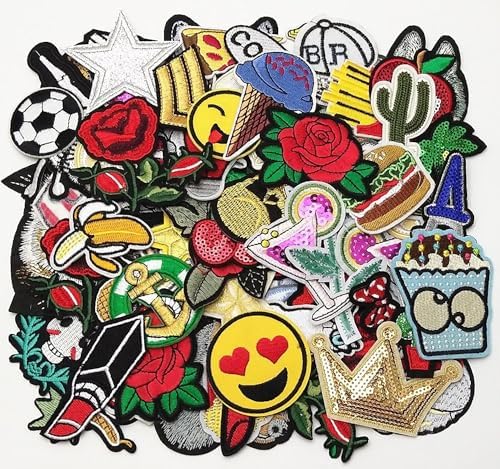 Libiline Embroidered Applique Patch DIY Set 50pcs Mixed Styles