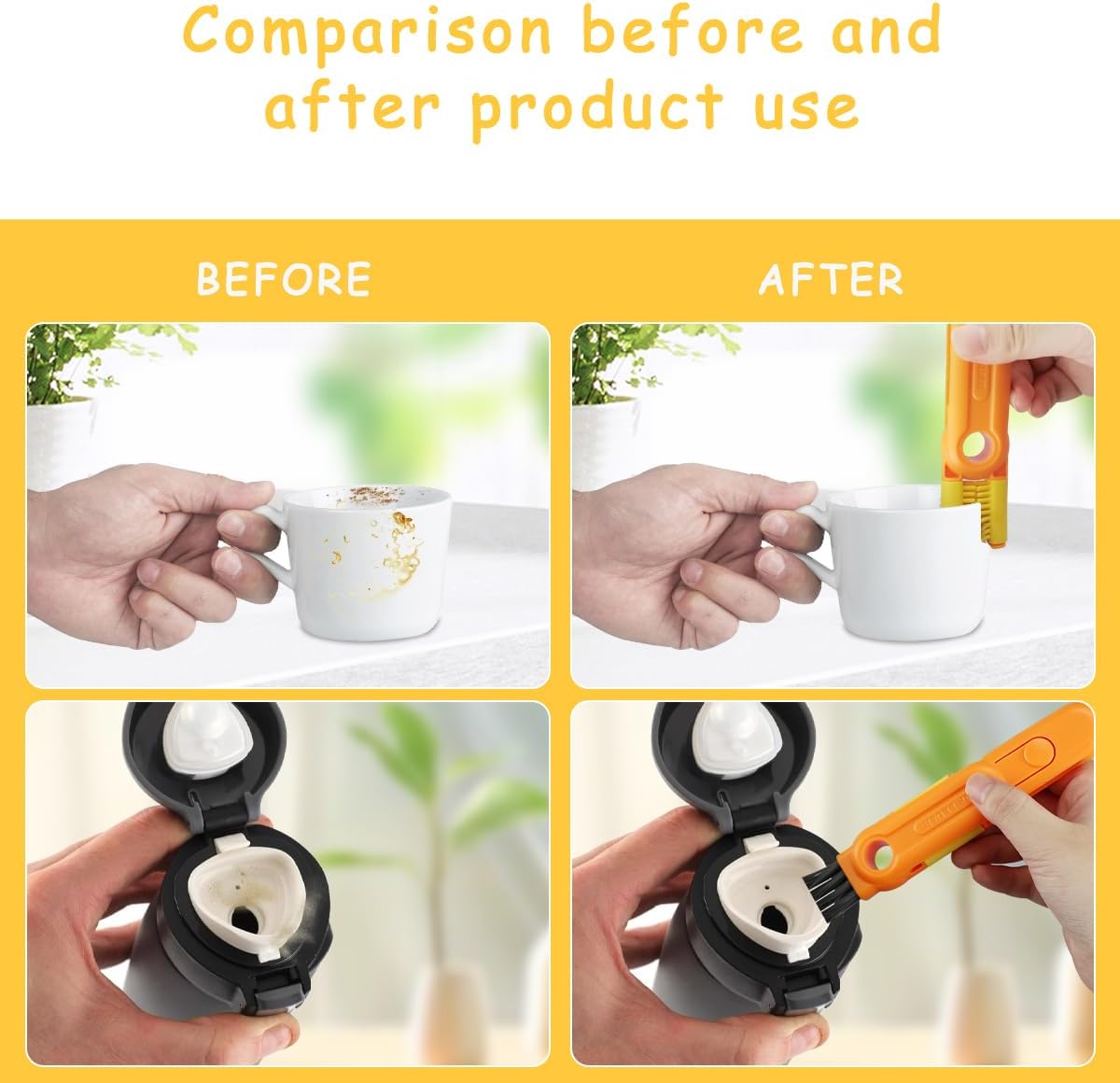3 PCS 5 in 1 Multifunctional Cleaning Brush Set for Cups and Bottles
