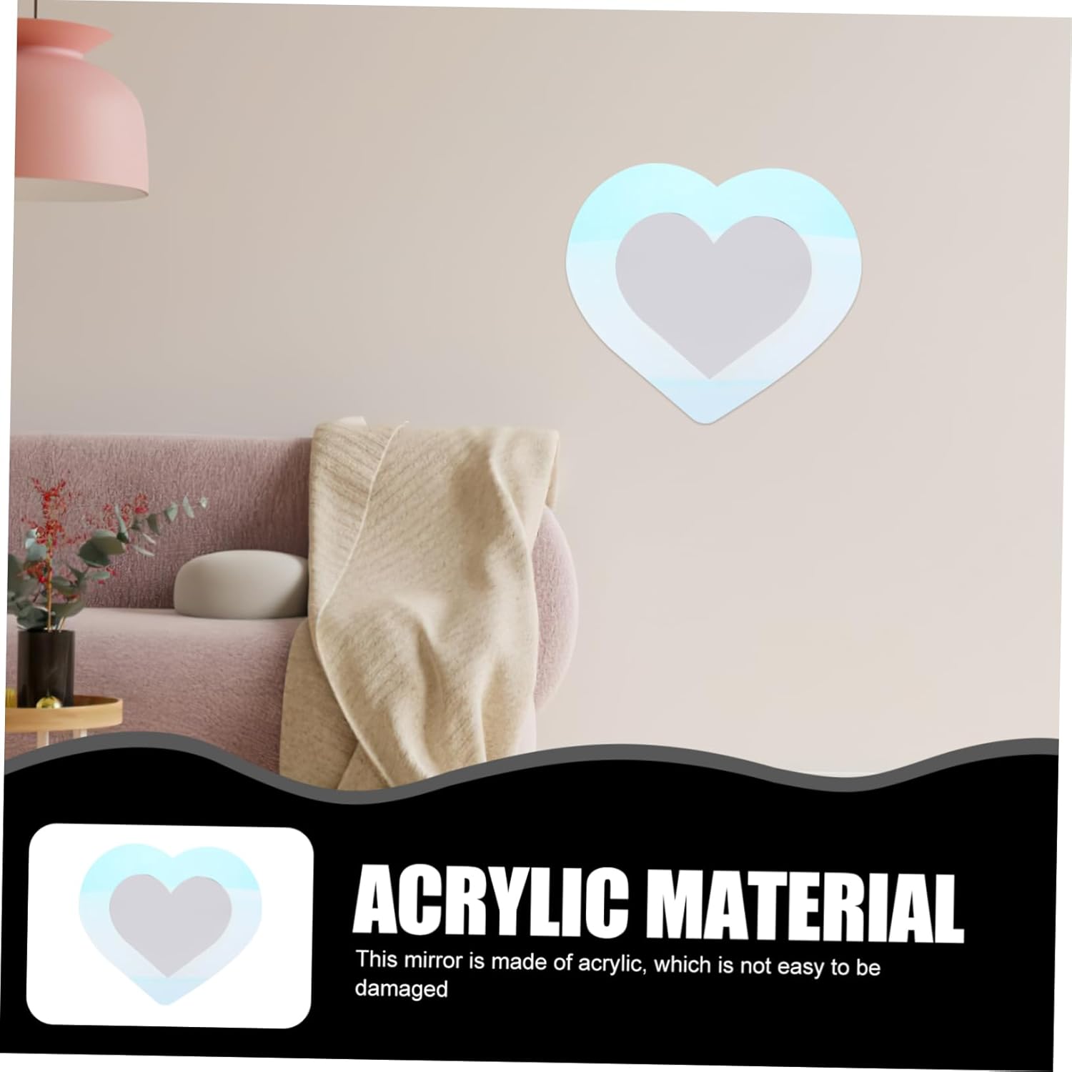 Zerodeko Heart-Shaped Wall Mirror for Decor and Vanity