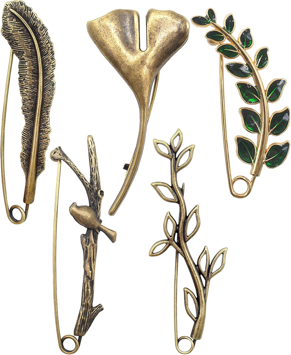 Benvo 5 Pcs Vintage Safety Pins for Jewelry and Crafting