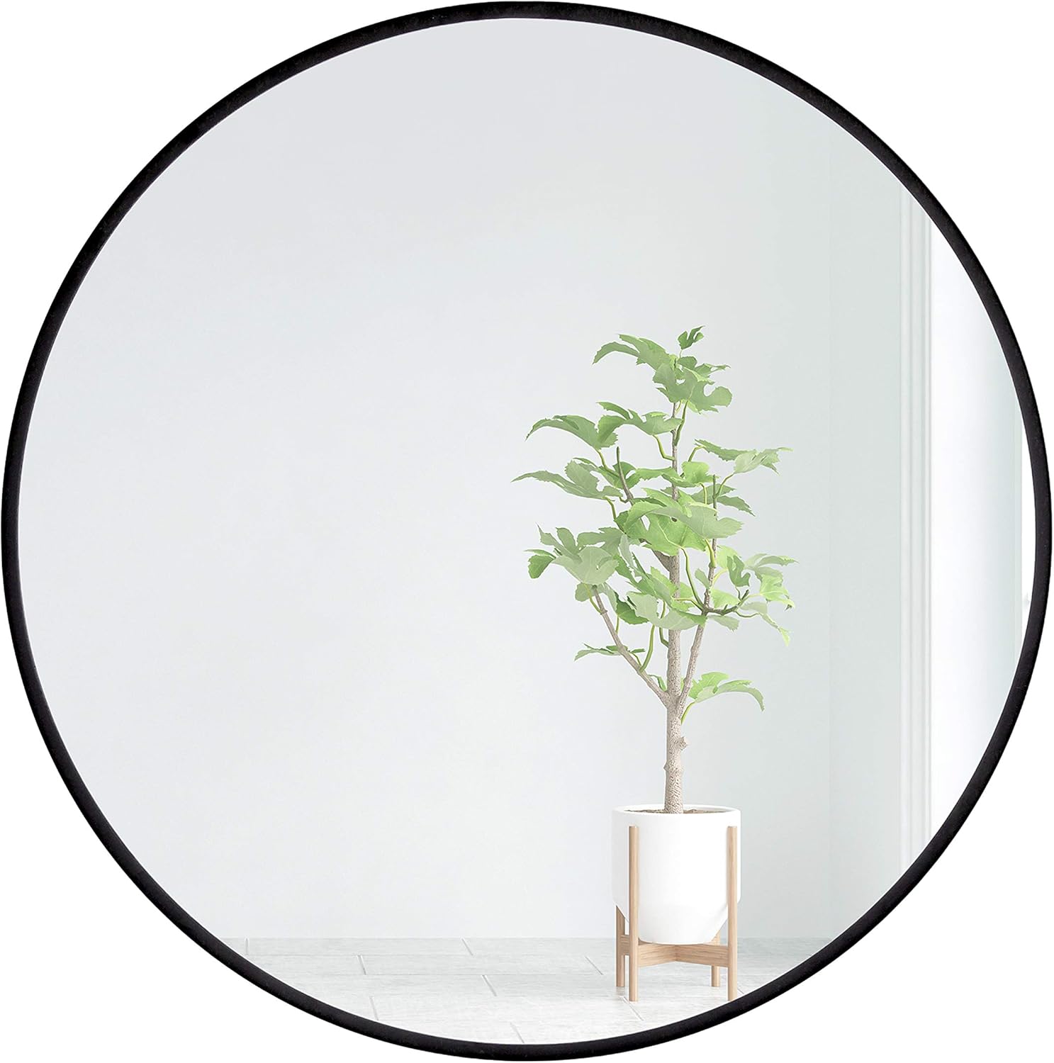 EMAISON 20 Inch Round Black Metal Frame Mirror for Bathroom and Home Dcor